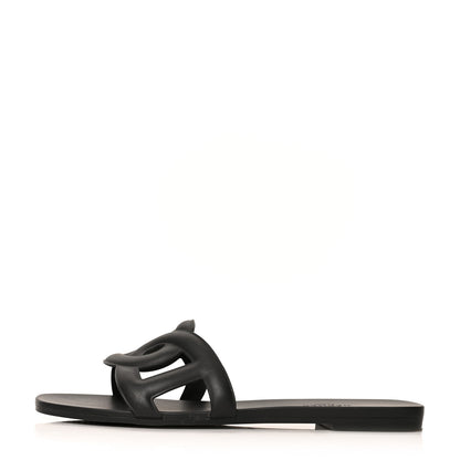 Hermes Rubber Aloha Sandals 37 Black 1 of 8