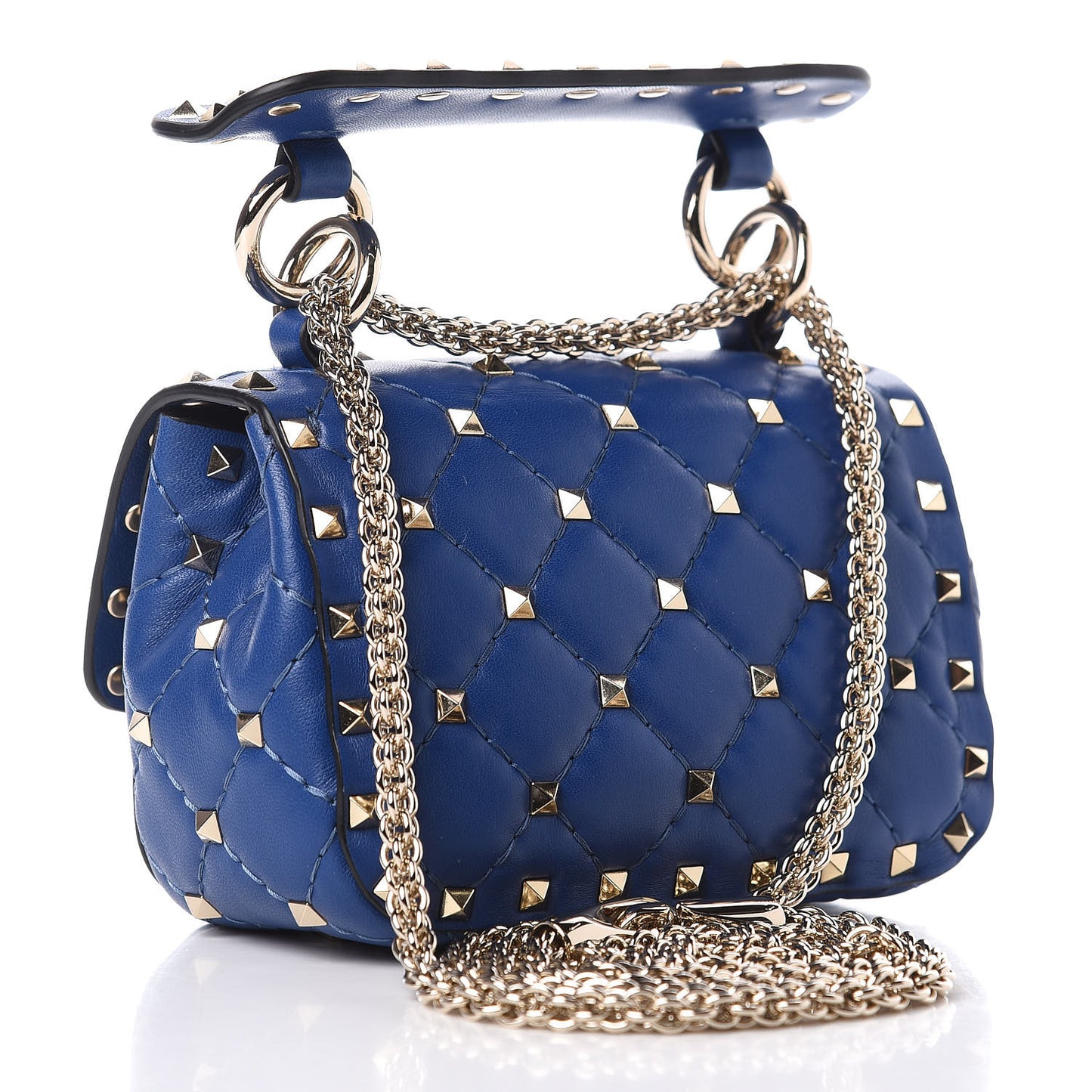 Nappa Micro Rockstud Spike Shoulder Bag Blue