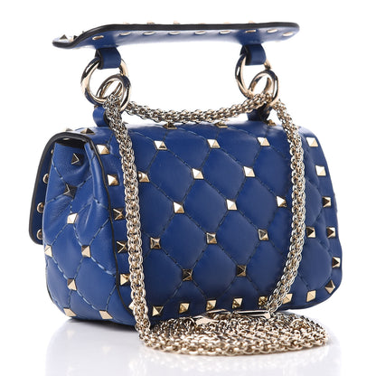 Valentino Garavani Nappa Micro Rockstud Spike Shoulder Bag Blue 3 of 10