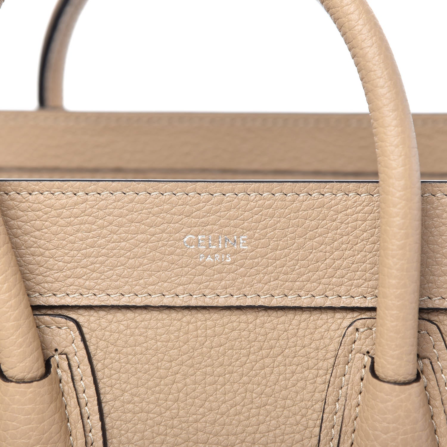 Celine Drummed Calfskin Nano Luggage Dune 8 of 10