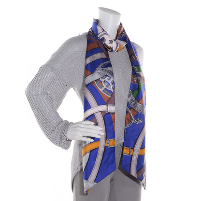 Hermes Silk Cavalcadour Maxi Twilly Bleu 2 of 6