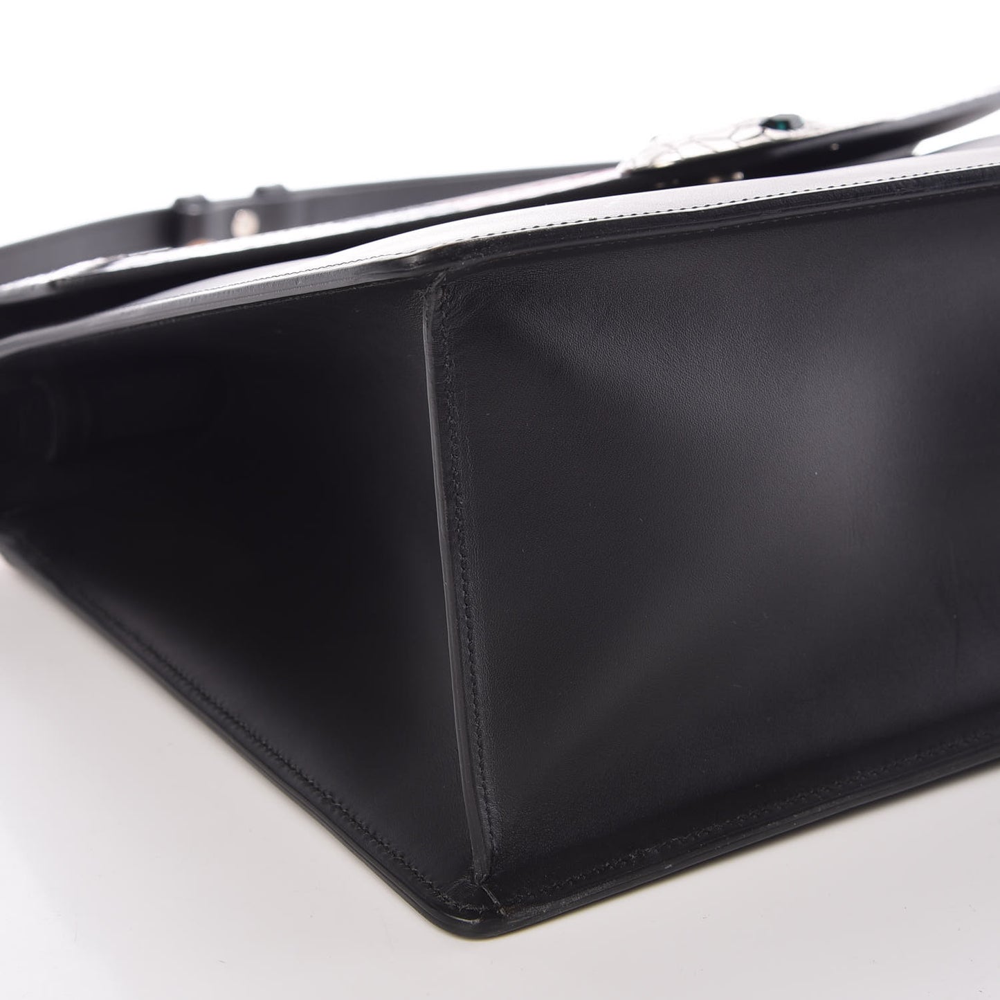 Calfskin Snakeskin Small Lilith Top Handle Bag Black