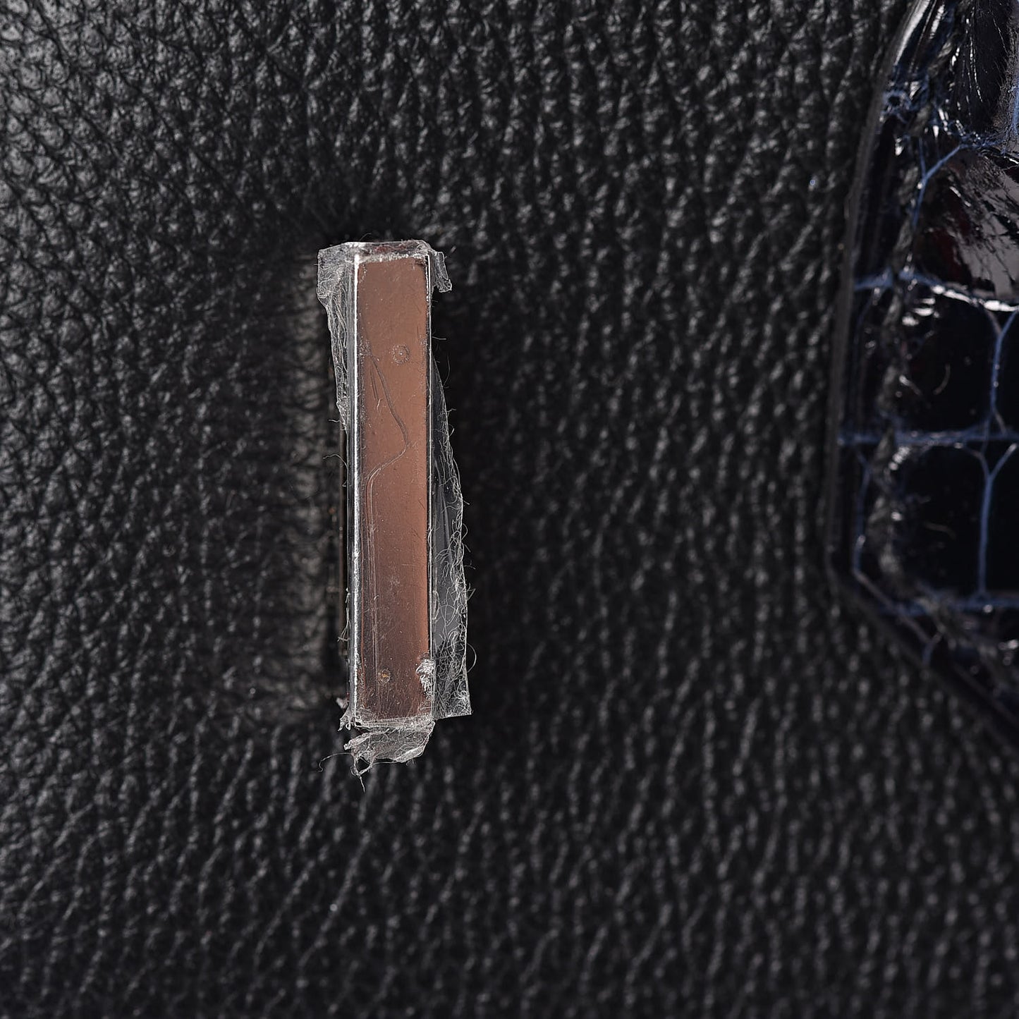 Clemence Novillo Shiny Niloticus Crocodile Birkin Touch 30 Black Bleu Marine