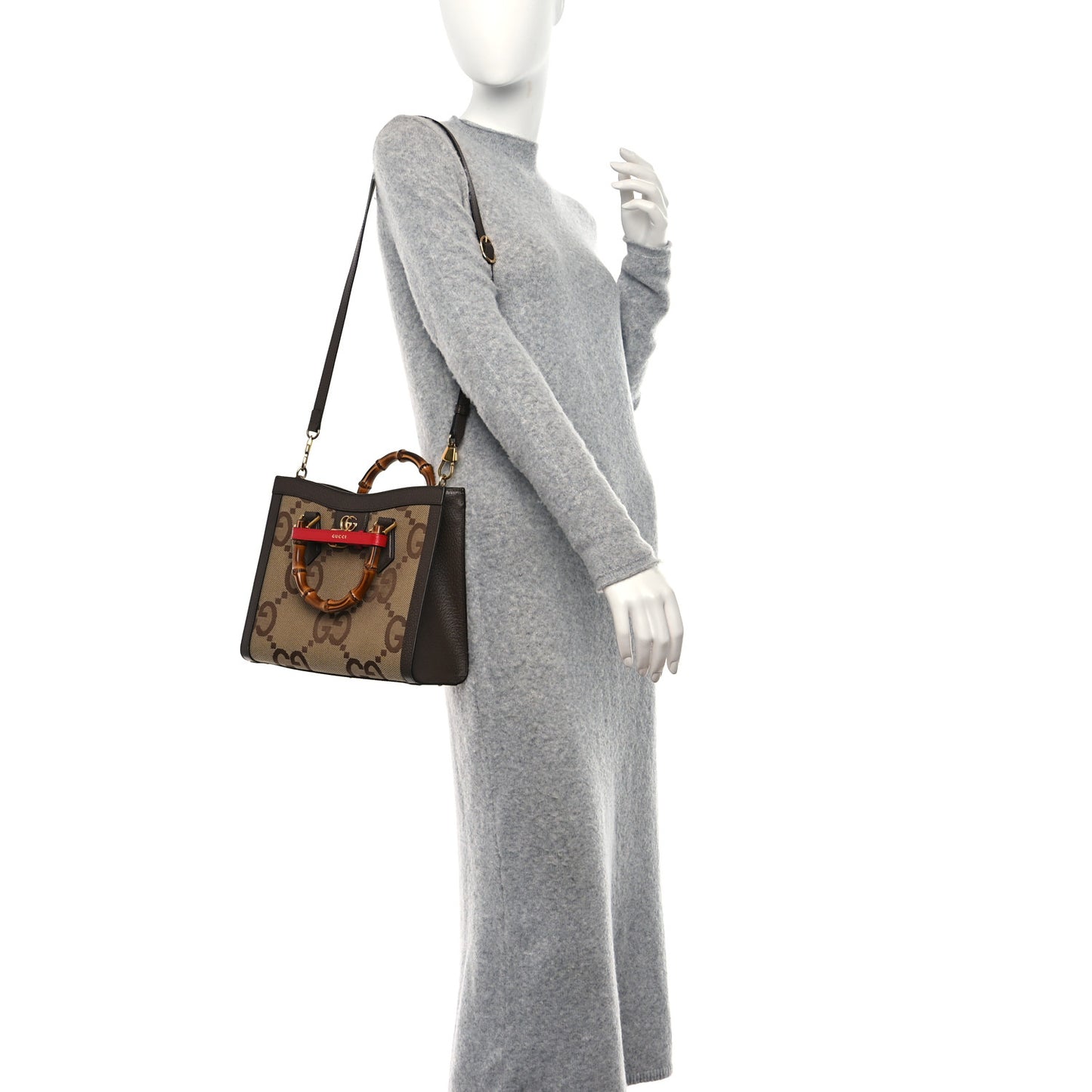 Monogram Jumbo GG Textured Dollar Calfskin Small Diana Tote Bag Camel Ebony New Acero Pomegranate Red