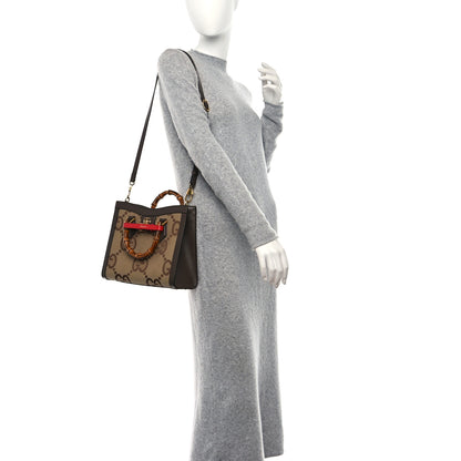 Gucci Monogram Jumbo GG Textured Dollar Calfskin Small Diana Tote Bag Camel Ebony New Acero Pomegranate Red 2 of 10