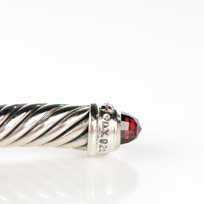 David Yurman Sterling Silver Garnet Diamond 5mm Cable Classics Bracelet 4 of 5
