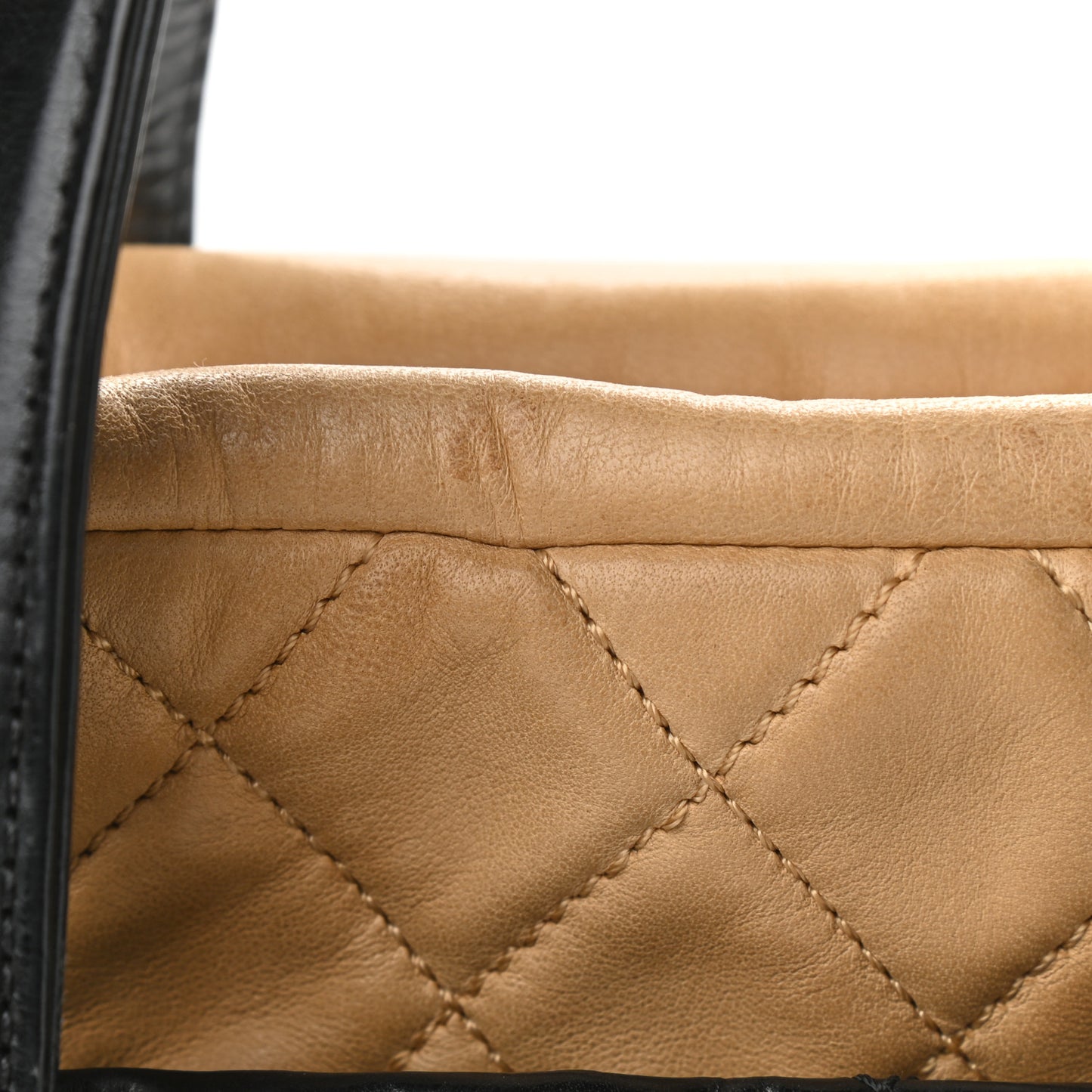 Glazed Calfskin Lambskin Portobello Tote Black Beige
