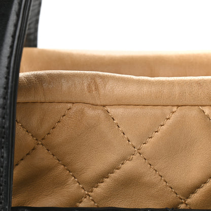 Chanel Glazed Calfskin Lambskin Portobello Tote Black Beige 8 of 14