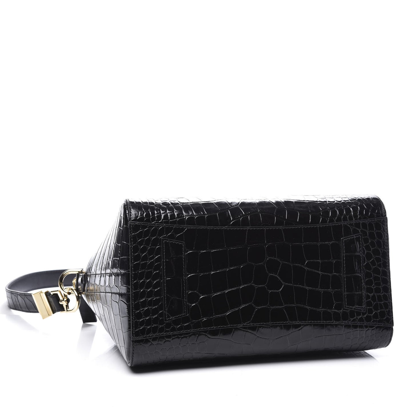 Calfskin Crocodile Embossed Small Antigona Black