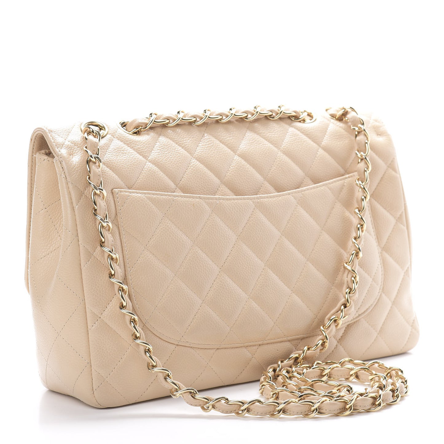 Caviar Quilted Jumbo Single Flap Beige Clair