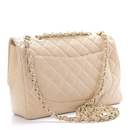 Chanel Caviar Quilted Jumbo Single Flap Beige Clair 2 of 15