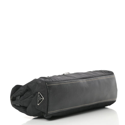 Prada Tessuto Nylon Vitello Foldover Pushlock Satchel Black 4 of 13