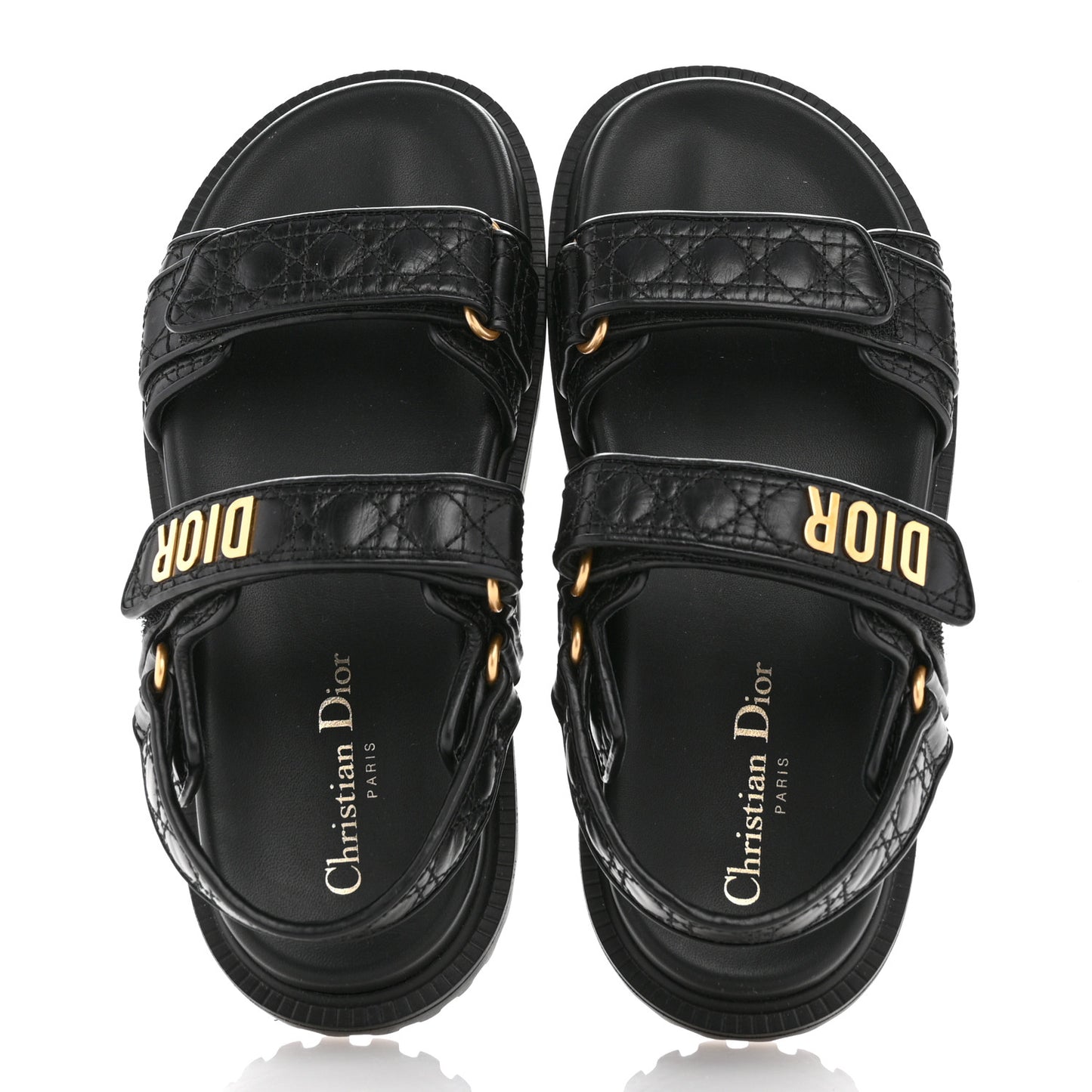 Calfskin Cannage Dioract 10mm Sandals 37 Black