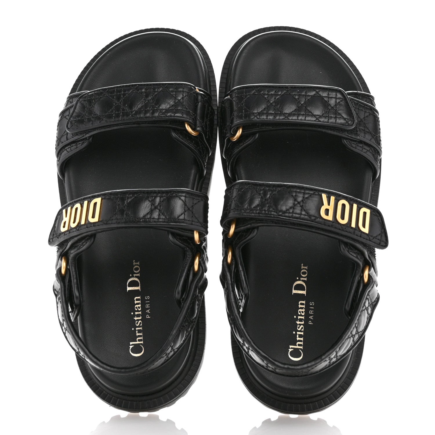 Christian Dior Calfskin Cannage Dioract 10mm Sandals 37 Black 2 of 12