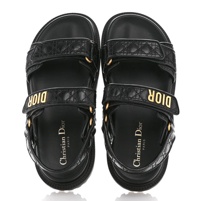 Christian Dior Calfskin Cannage Dioract 10mm Sandals 37 Black 2 of 12