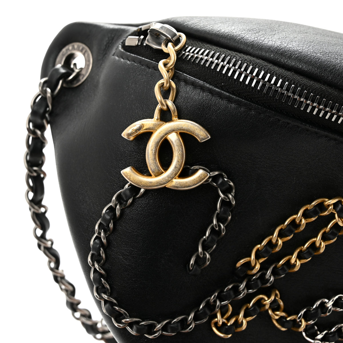 Calfskin Chain 20s Signe Waist Bag Black
