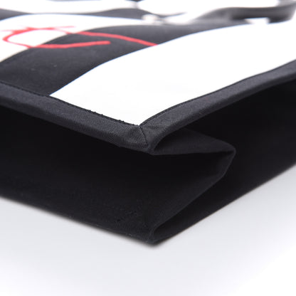 Saint Laurent Canvas Noe Striped Tote Black White 9 of 12