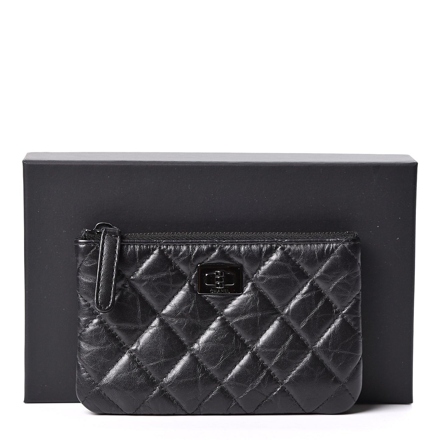 Aged Calfskin Quilted Small Reissue Cosmetic Case So Black