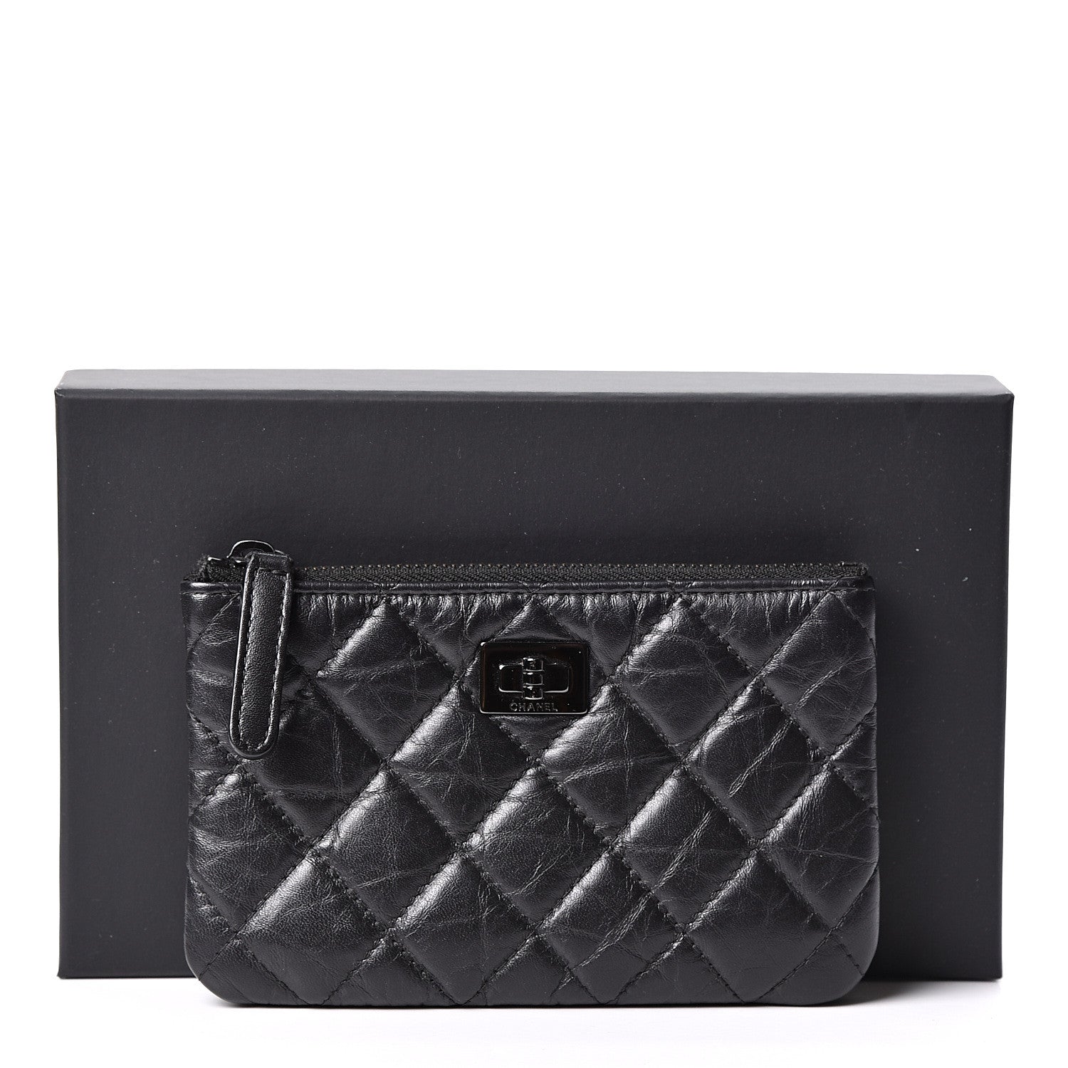 Chanel Aged Calfskin Quilted Small Reissue Cosmetic Case So Black 9 of 9