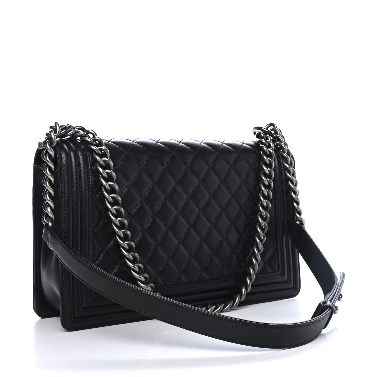 Lambskin Quilted New Medium Boy Flap Black