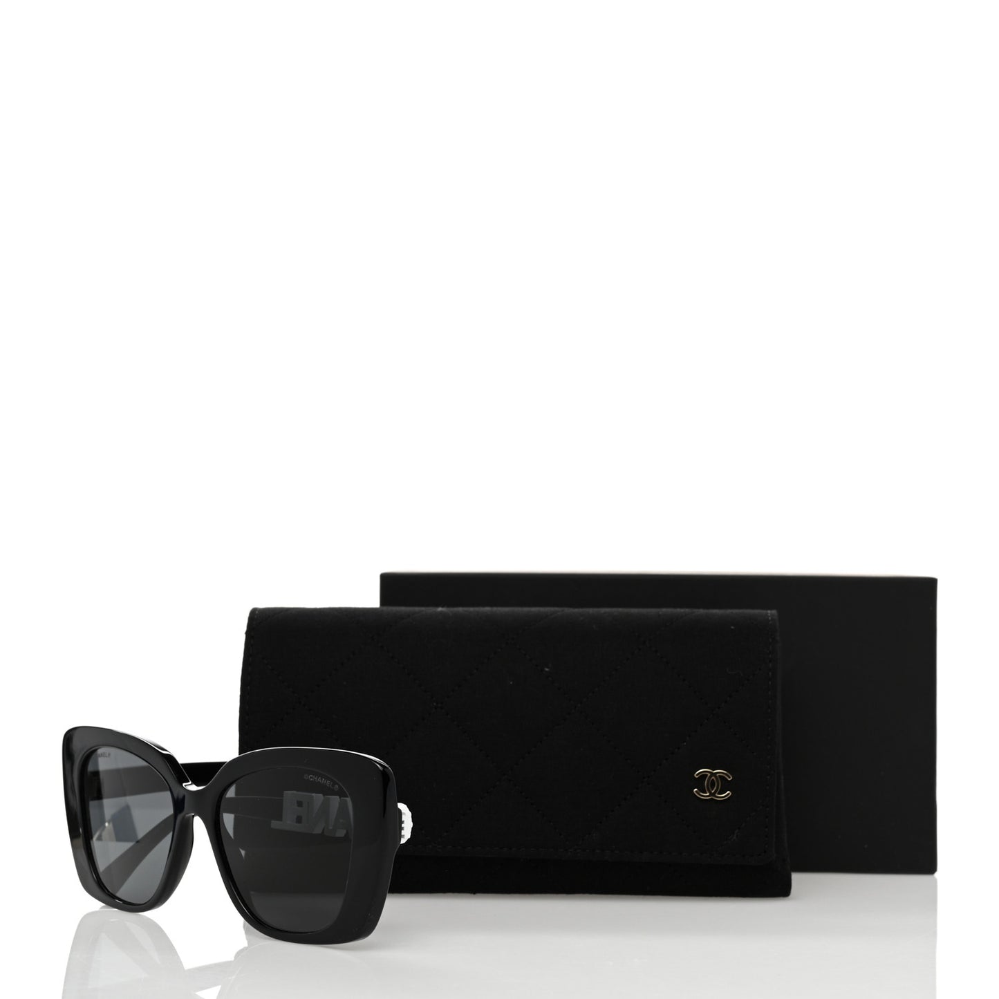 Acetate Strass Square Sunglasses 5422-B Black White