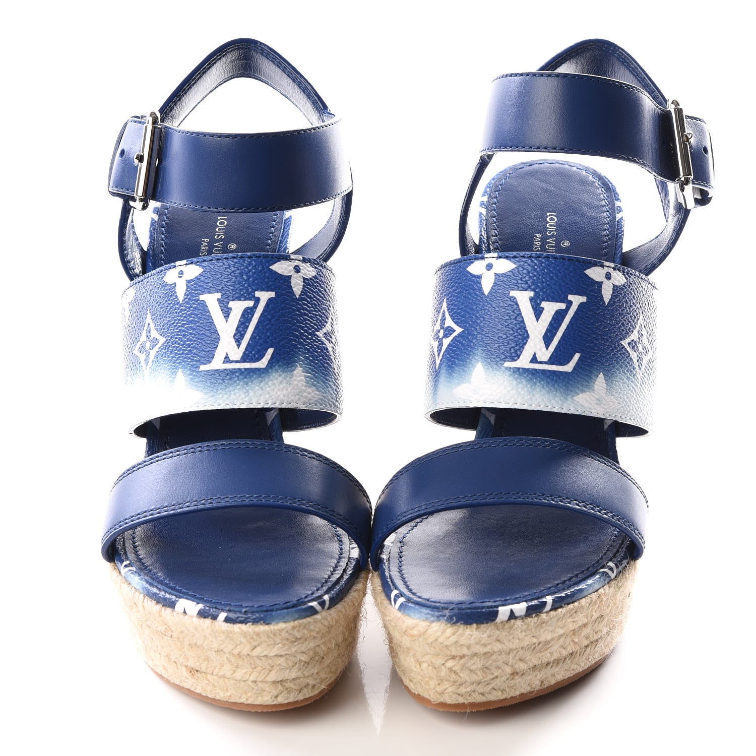 Louis Vuitton Monogram Escale Starboard Wedge Sandal 37 Blue 3 of 9