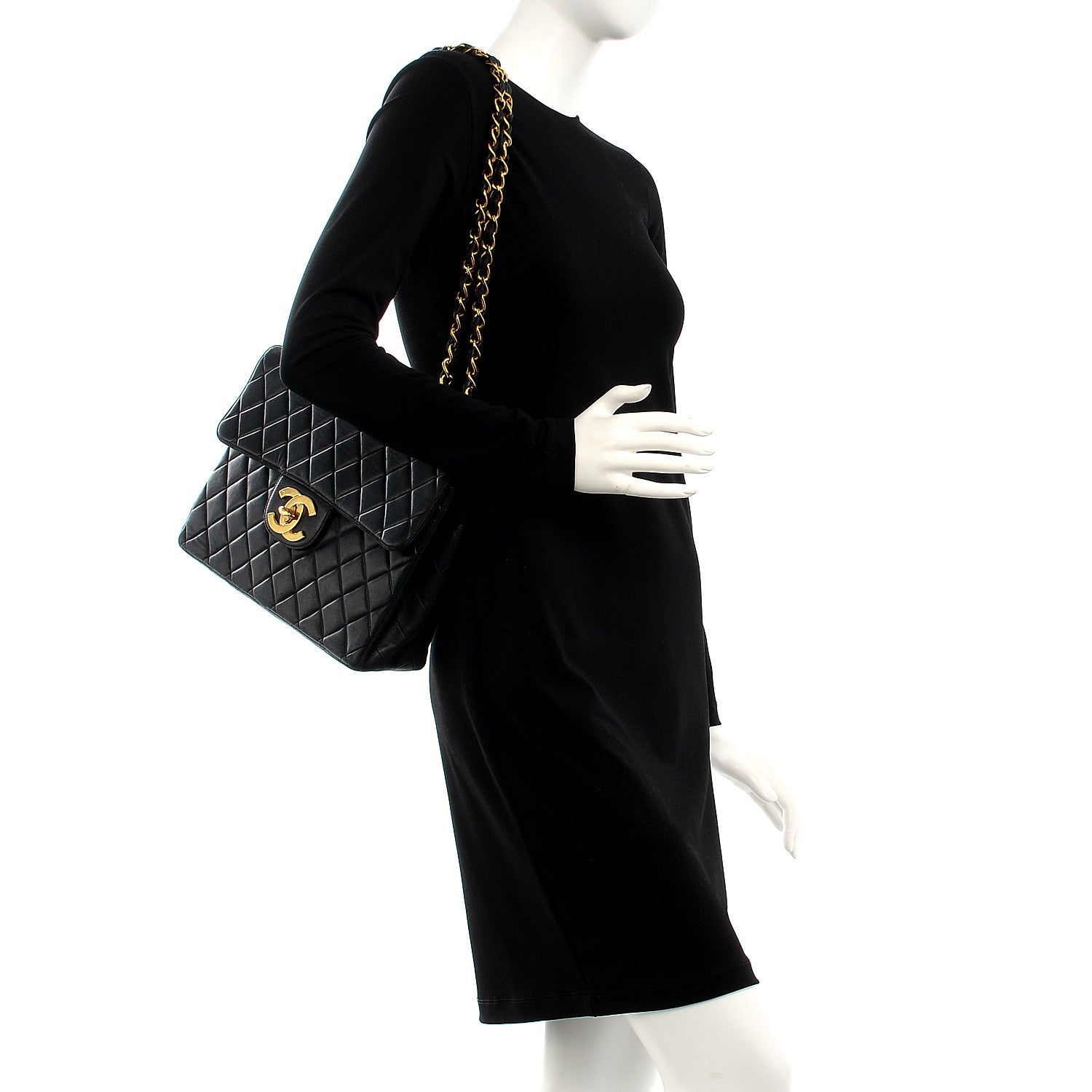 Chanel Lambskin Quilted Jumbo Single Flap Black 2 of 8