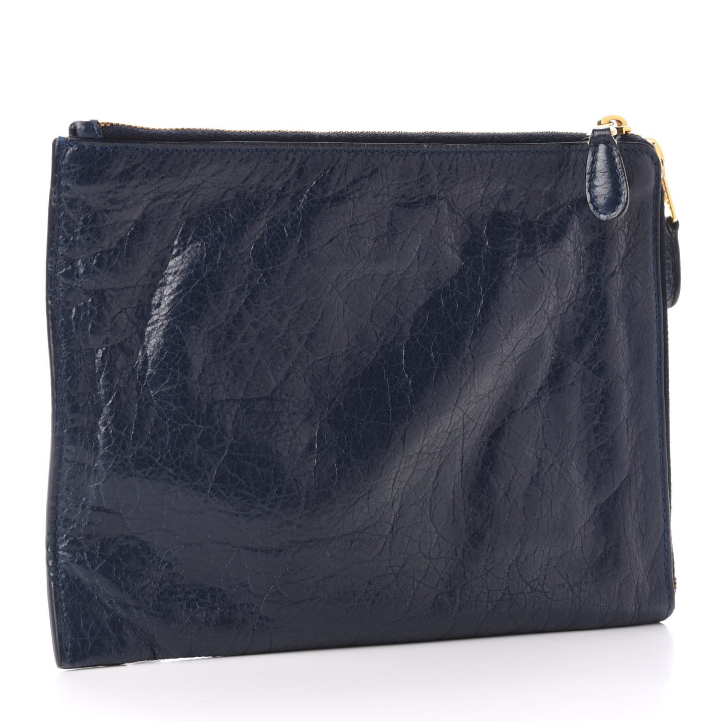 Agneau Giant 12 Gold Hardware Pouch Clutch Bleu Obscur