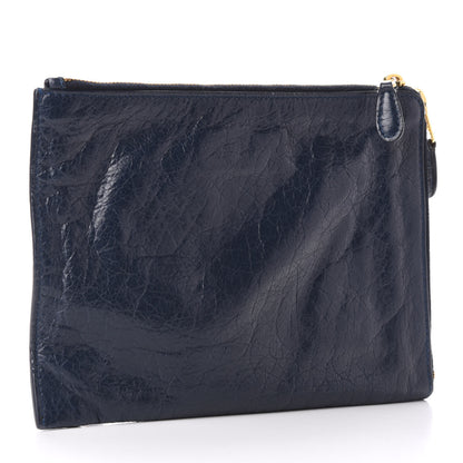 Balenciaga Agneau Giant 12 Gold Hardware Pouch Clutch Bleu Obscur 3 of 7