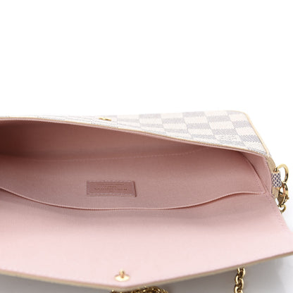 Louis Vuitton Damier Azur Pochette Felicie Chain Wallet Rose Ballerine 4 of 10