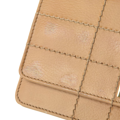 Chanel Calfskin Stitched Square Quilted Wallet On Chain WOC Beige 8 of 16