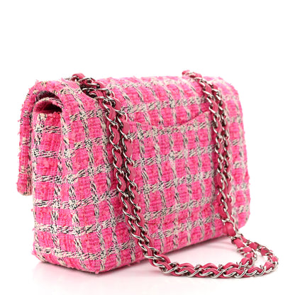 Chanel Tweed Quilted Medium Double Flap Hot Pink 3 of 12
