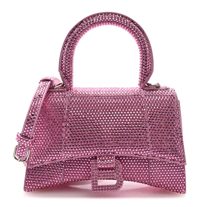 Balenciaga Strass Suede Hourglass Top Handle Bag XS Pink 1 of 9