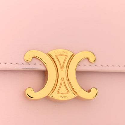 Celine Shiny Calfskin Compact Triomphe Wallet With Coin Purse Pink 9 of 10