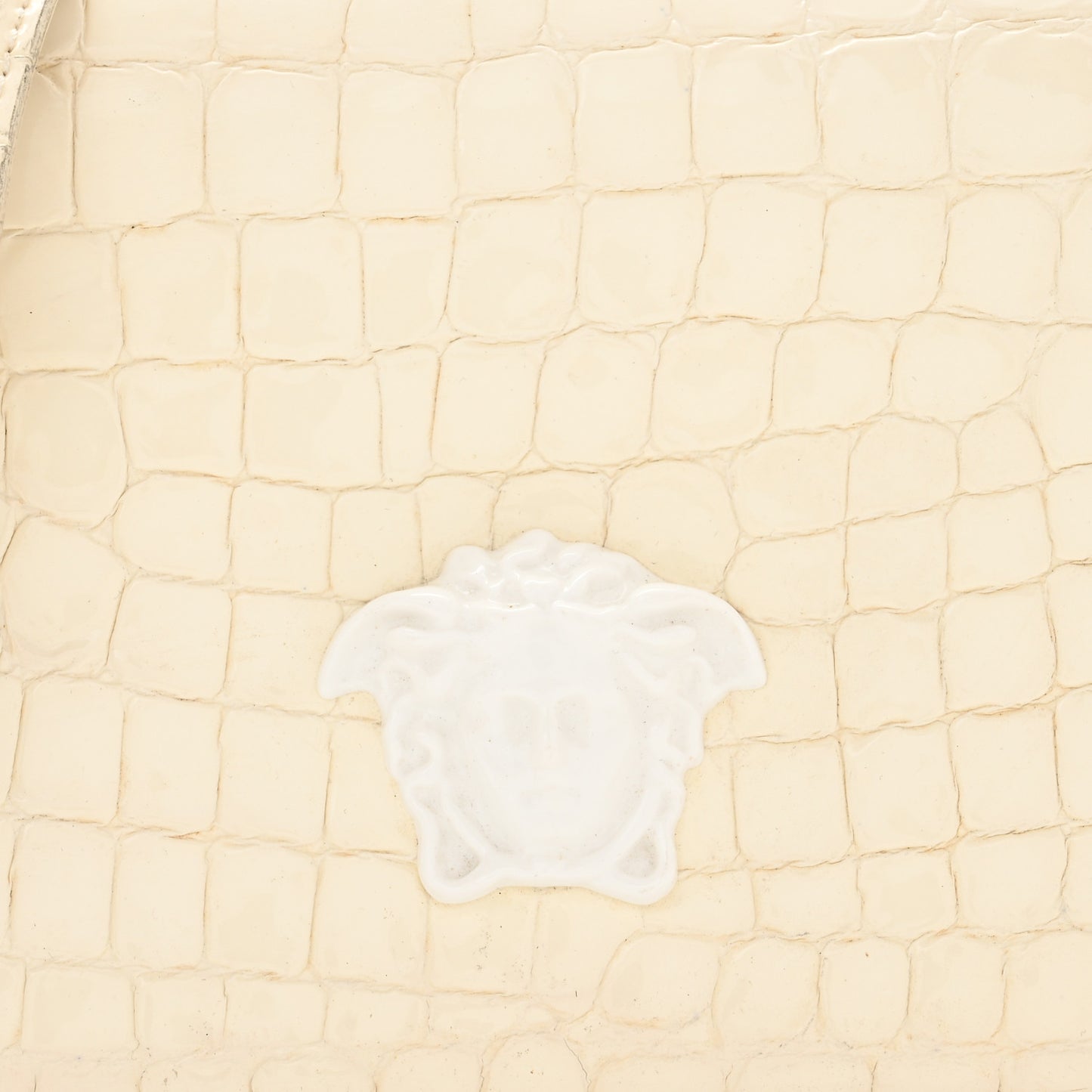 Croc Stamped Patent Palazzo Sultan Shoulder Bag White