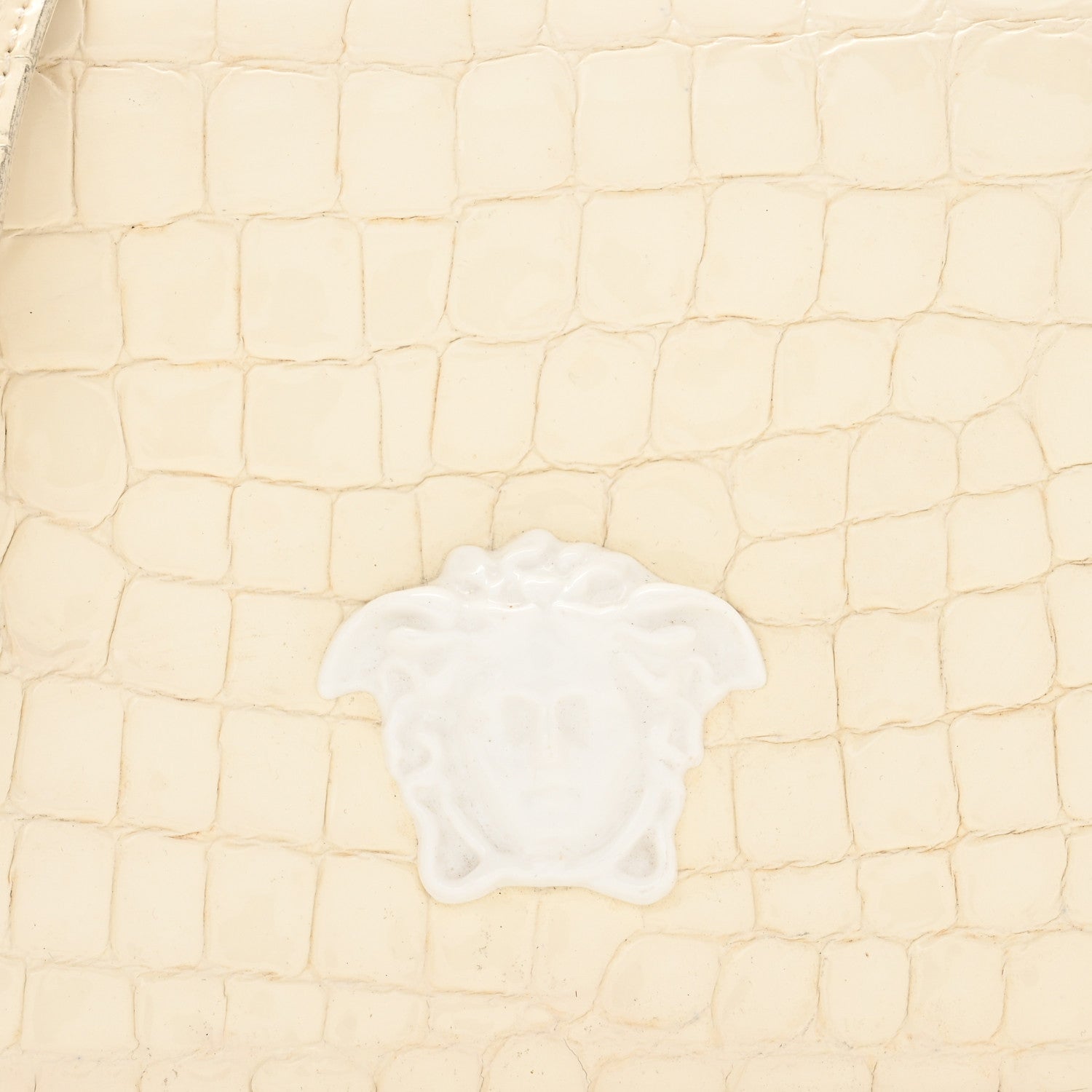 Versace Croc Stamped Patent Palazzo Sultan Shoulder Bag White 6 of 11