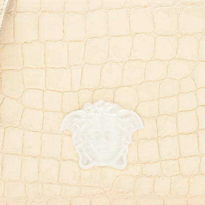 Versace Croc Stamped Patent Palazzo Sultan Shoulder Bag White 6 of 11
