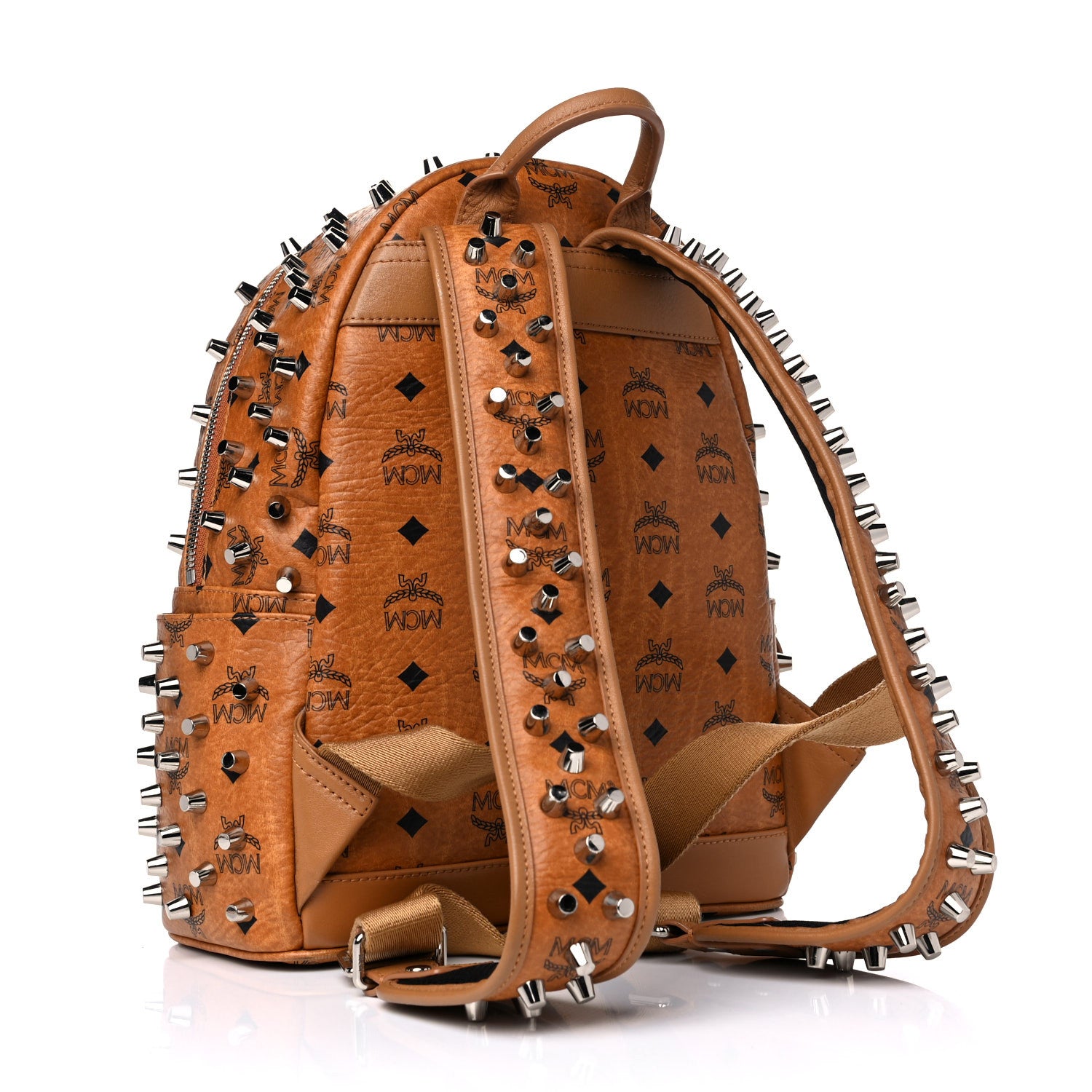 MCM Visetos Studded Small Backpack Cognac 2 of 10