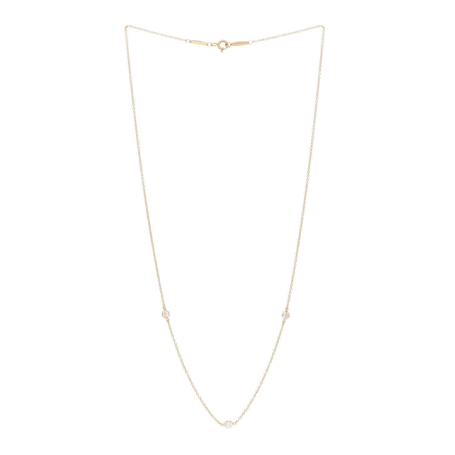 Tiffany 18K Yellow Gold Elsa Peretti Diamonds by the Yard 3 Station Necklace 3 of 5