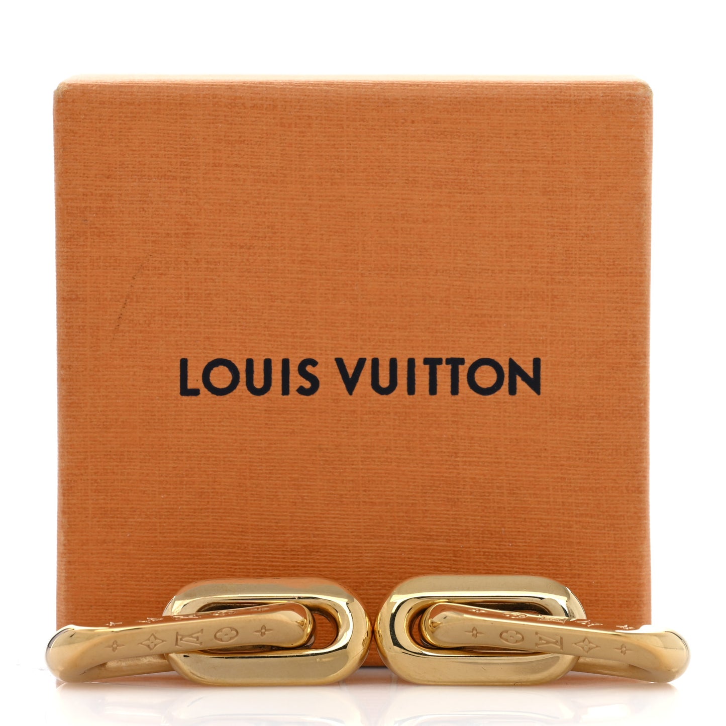 Metal LV Edge Double Hoop Earrings Gold