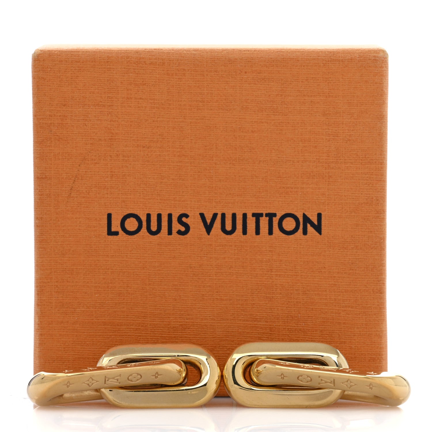 Louis Vuitton Metal LV Edge Double Hoop Earrings Gold 5 of 5