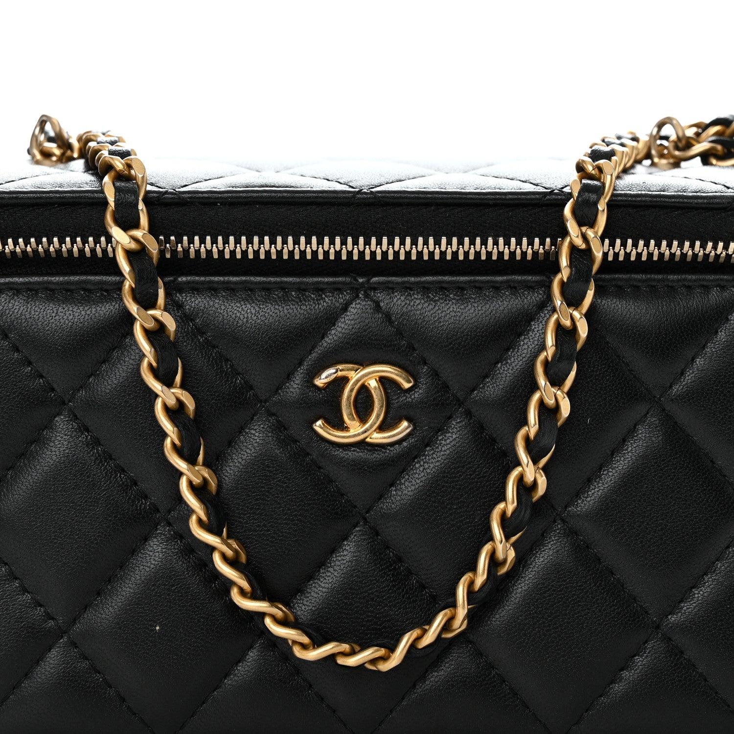 Chanel Lambskin Quilted Small Pearl Crush Vanity Case With Chain Black 8 of 12