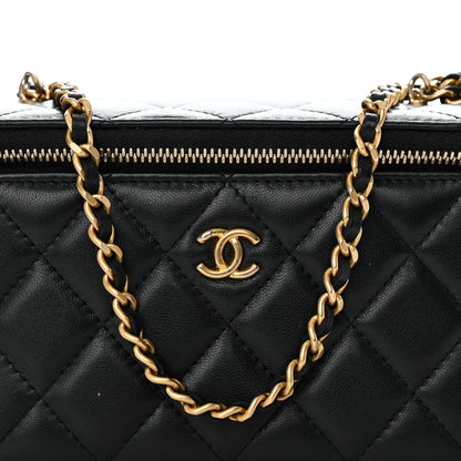 Chanel Lambskin Quilted Small Pearl Crush Vanity Case With Chain Black 8 of 12
