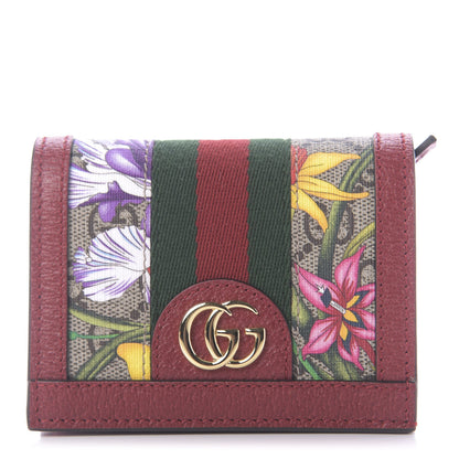 Gucci GG Supreme Monogram Flora Web Ophidia Card Case Red 1 of 9