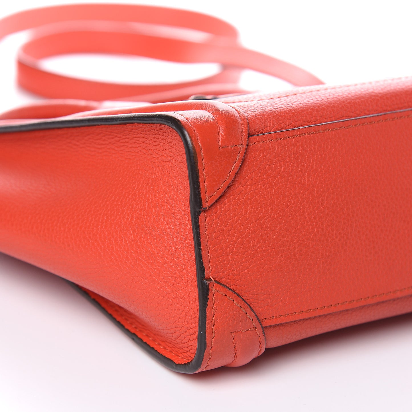 Drummed Calfskin Nano Luggage Vermillion