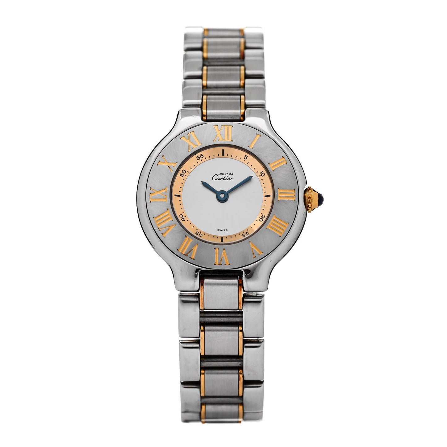 Stainless Steel 18K Yellow Gold 28mm Must de 21 Quartz Watch