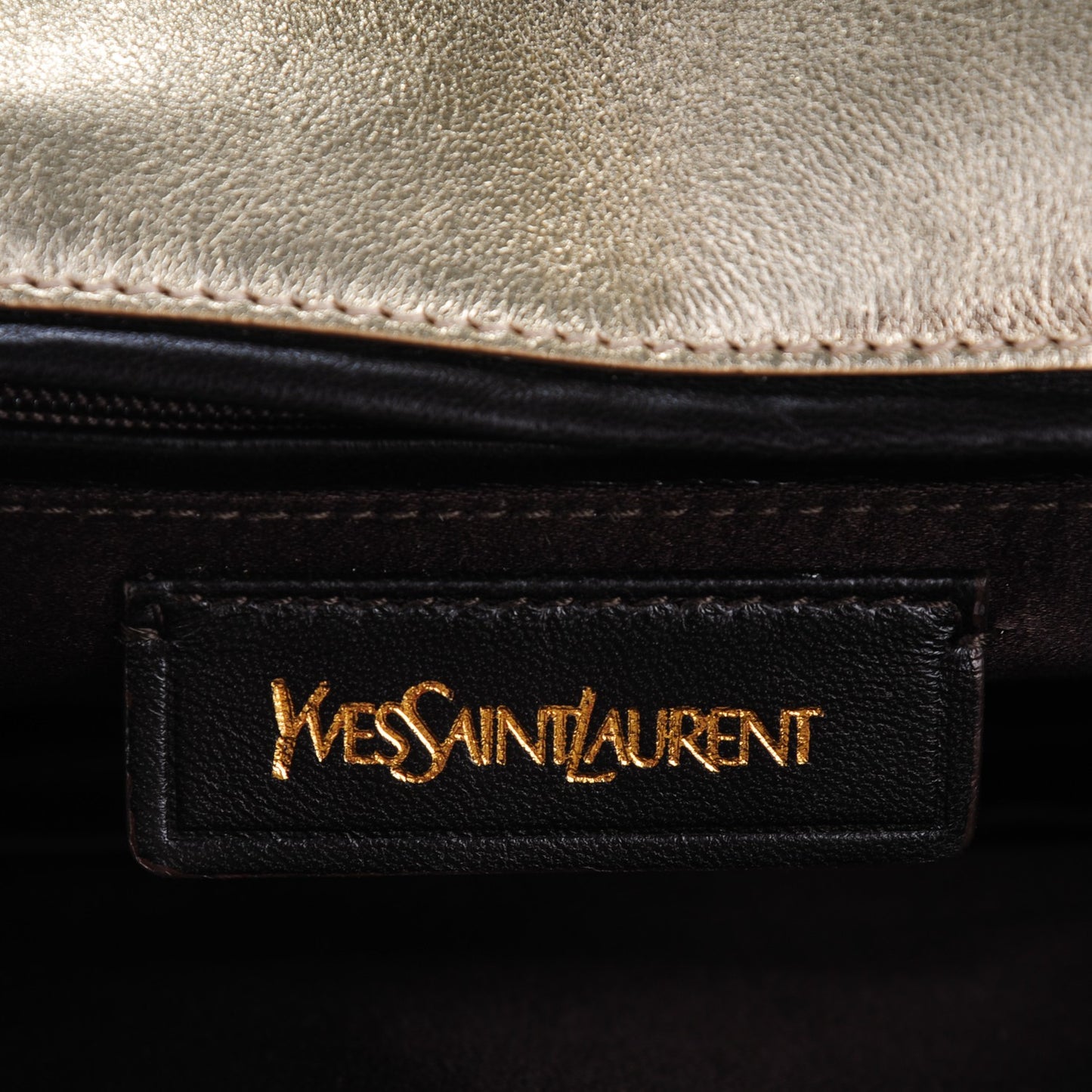 Metallic Calfskin Y Envelope Clutch Gold