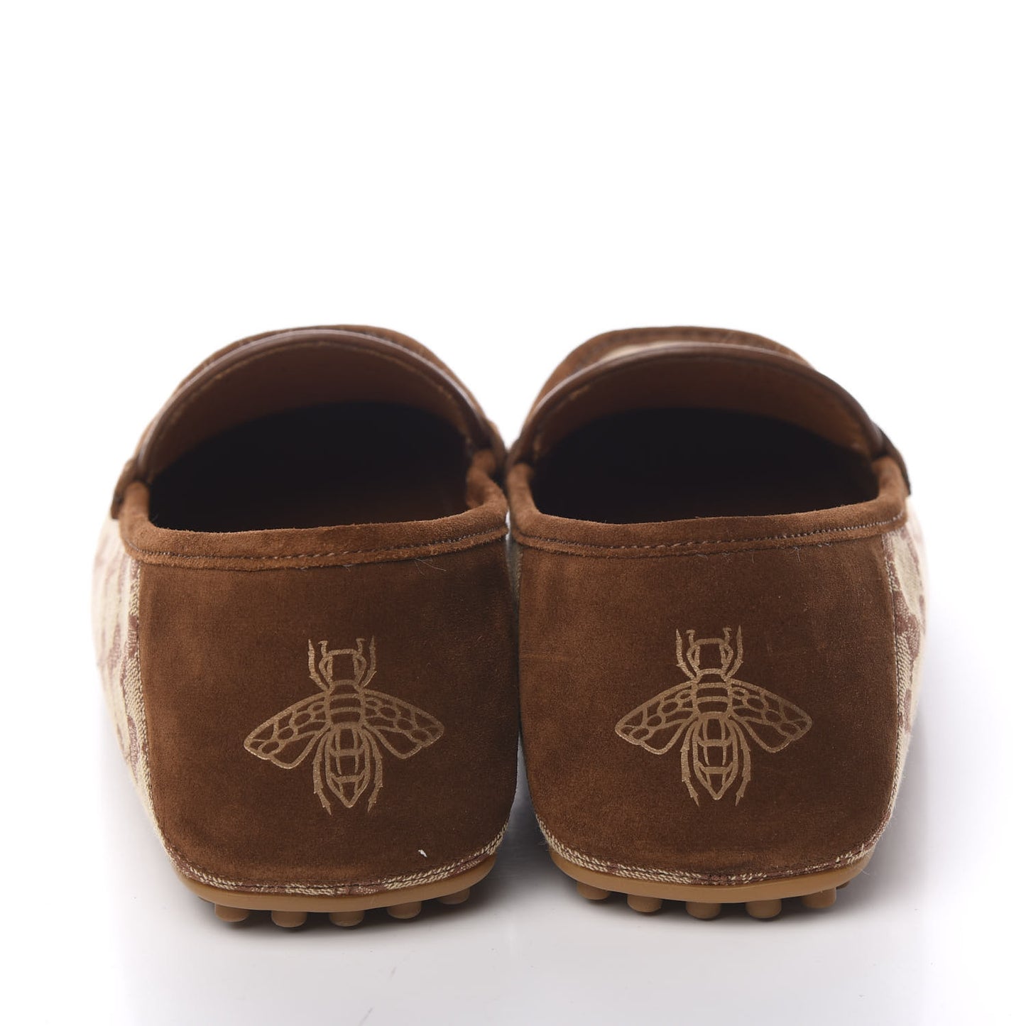 GG Monogram Suede Mens Driver Loafers 9 Beige Ruggine Cuir