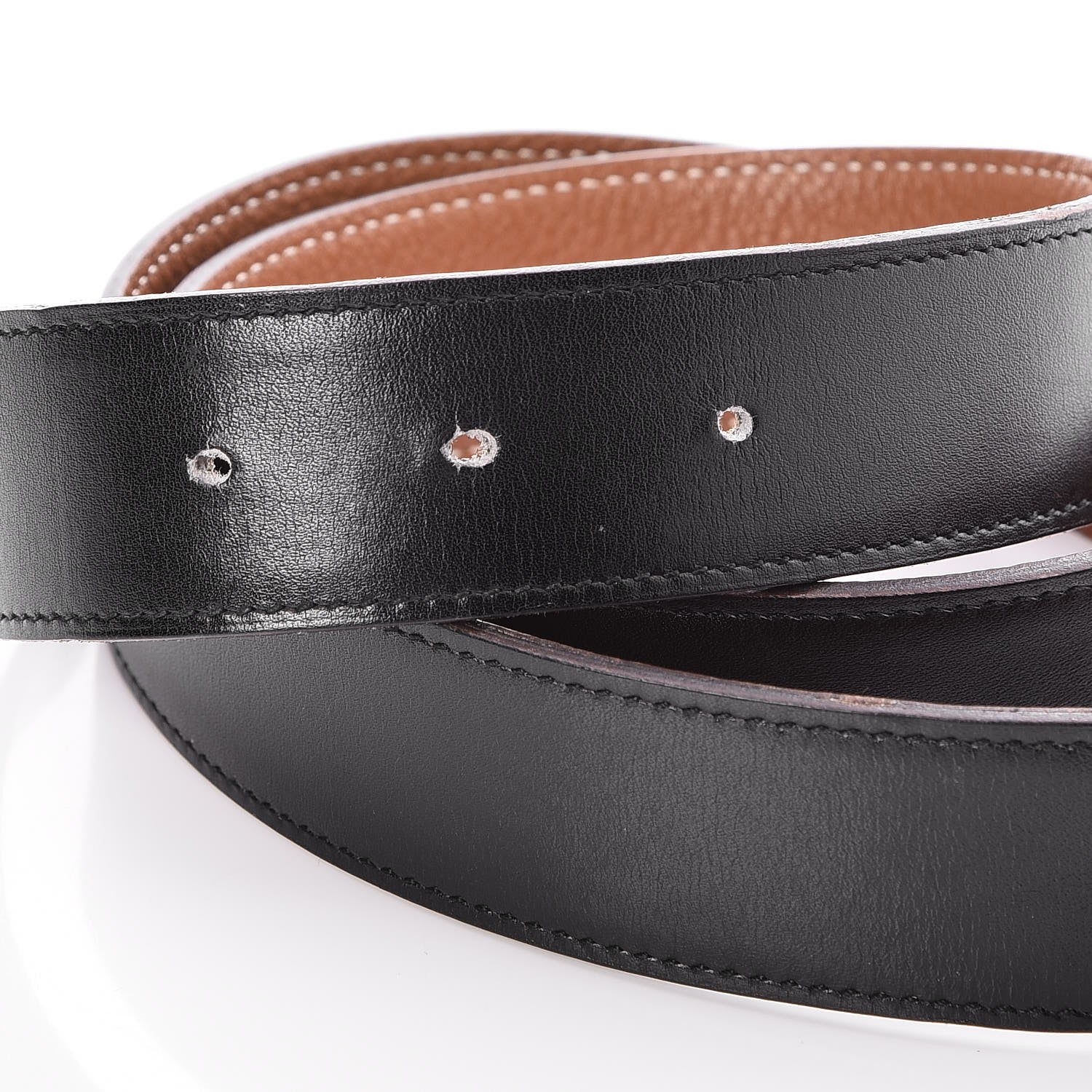 Hermes Chamonix Togo 32mm Quiz Plate Belt 80 Black Gold 4 of 6