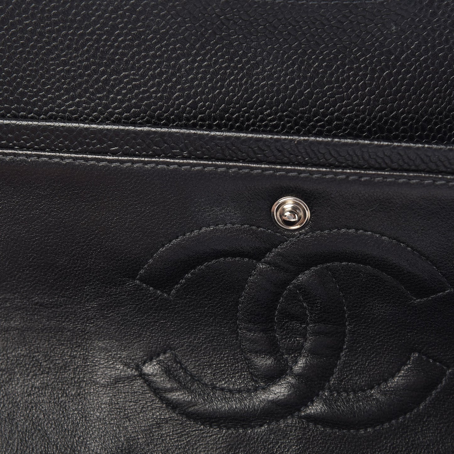 Caviar Quilted Medium Double Flap Black